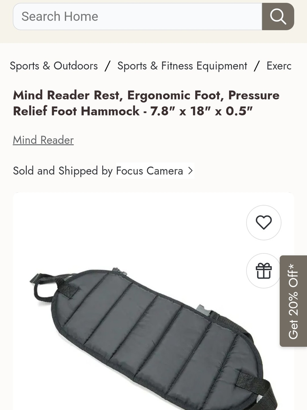 Mind Reader Ergonomic Foot Hammock - Black